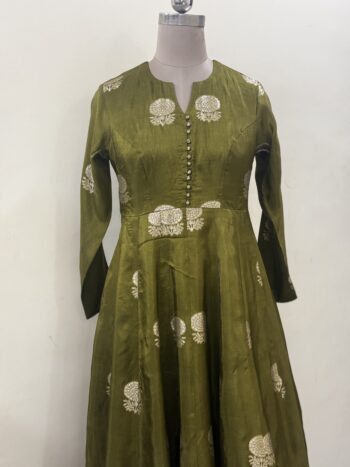 Algae Green Silk Kurti - Kiyshacouture