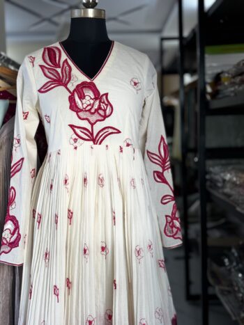 Off-White & Pink Premium Cotton Gown