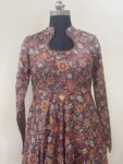 Silk Flaired Kurta with Minimal Embroidery All Over by Kiyshacouture