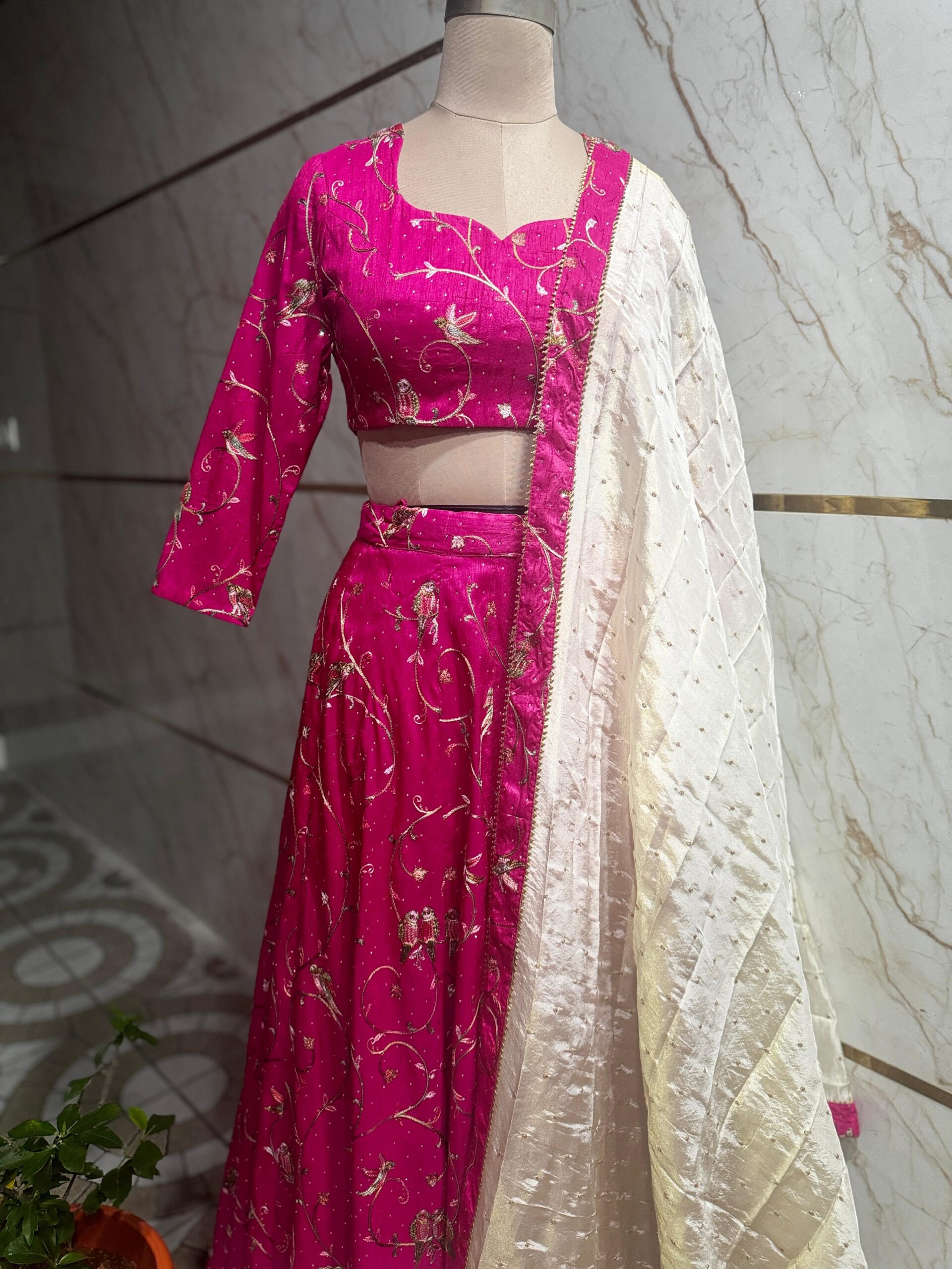 Dark Pink Raw Silk Lehenga Dark Pink Raw Silk Lehenga