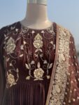 Chocolate Crepe Salwar With Hand Embroidered Yoke