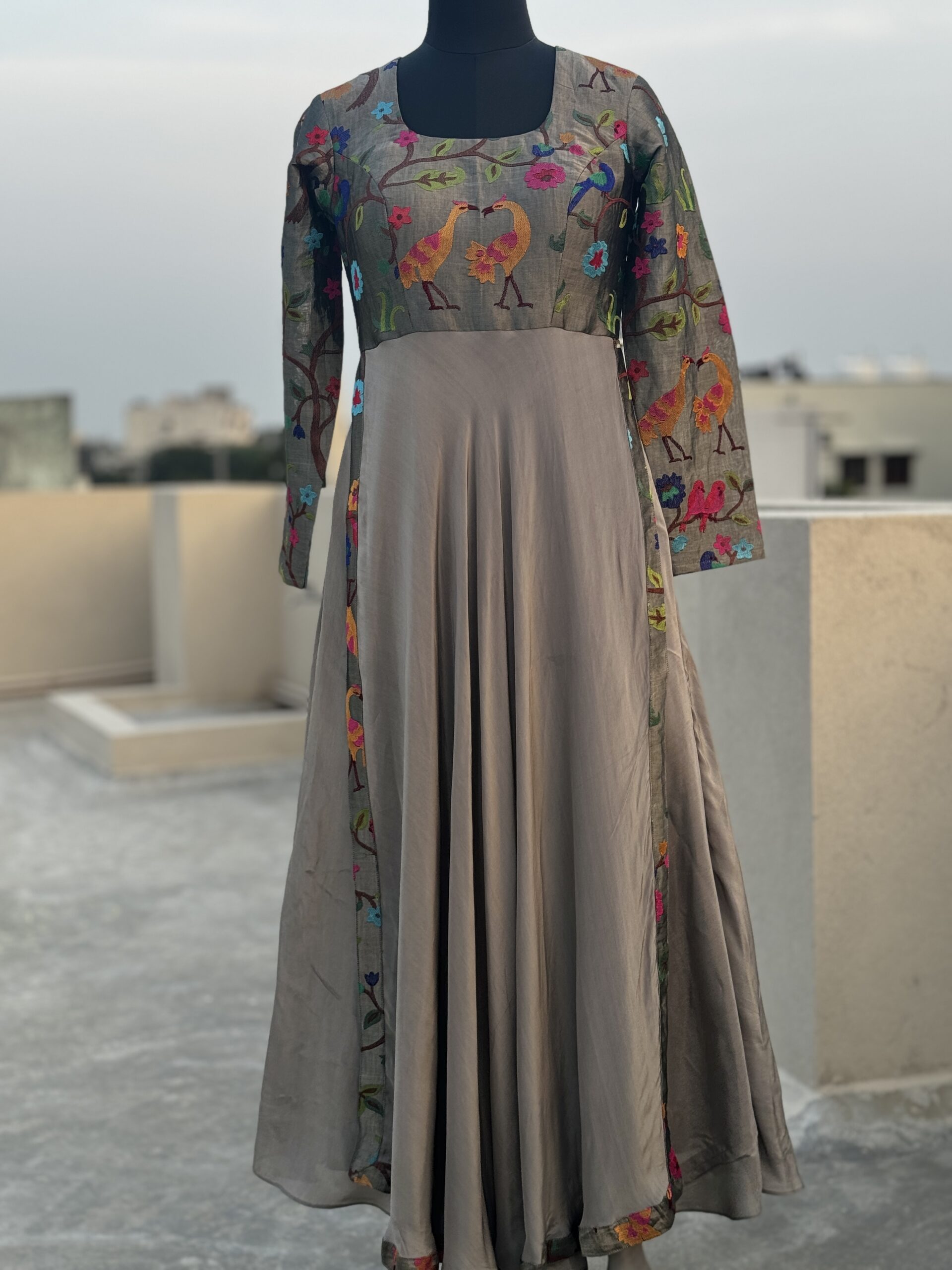 Metallic Grey Silk Gown by Kiysha Couture Metallic Grey Silk Gown by Kiysha Couture