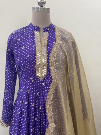 Crepe Long Gown with Golden Dupatta from Kiysha Couture