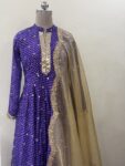 Crepe Long Gown with Golden Dupatta from Kiysha Couture