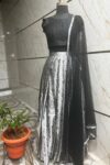 Silver Lehenga with Black Dupatta