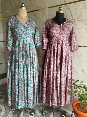 Blue and Purple Dola Silk Gowns by Kiysha Couture