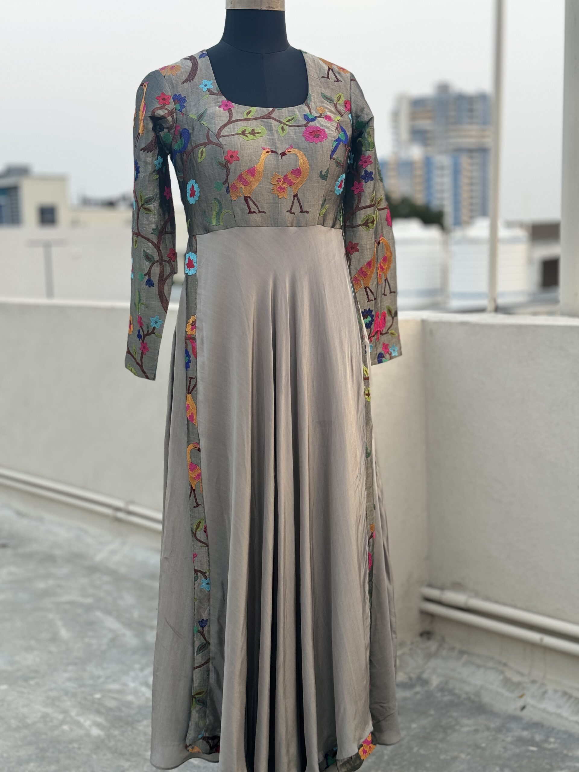Metallic Grey Silk Gown by Kiysha Couture Metallic Grey Silk Gown by Kiysha Couture